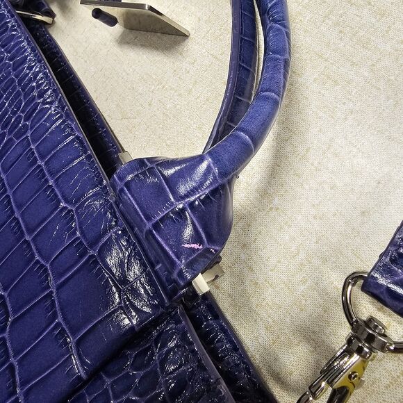 Etienne Aigner Purple Leather Croc Embossed Crossbody Bag Colorful Y2K - Picture 15 of 16